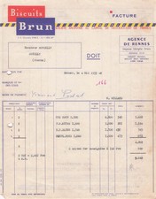 35 RENNES, biscuitier, BISCUITS BRUN 1953 biscuits