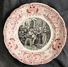 Assiette Parlante Digoin Sarreguemines N°11 Jeanne d'Arc Juges Rouen, Rose