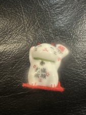 Petit chat Lucky Maneki Neko japonais Beckoning céramique Seto-Yaki Fortune Mike