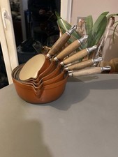 série 5 casseroles fonte émaillée vintage marron Cousances no Le Creuset cuisine