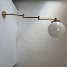 ANCIENNE LAMPE POTENCE LAITON & OPALINE VINTAGE Old French Lamp