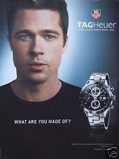 PUBLICITÉ DE PRESSE 2008 TAG HEUER CARRERA TACHYMETRE AUTOMATIQUE - BRAD PITT