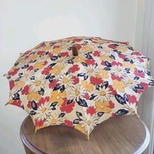 Ancienne Ombrelle Coton Fleurs