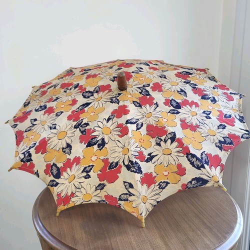 Ancienne ombrelle coton fleurs - ancienne,