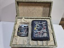 Vintage Émail Cigarette Étui & Allume Cigare Mémoire De Japon & Corée Carte