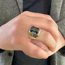 Mystic Topaz Men's Ring Solid Silver 925 the Ottoman heritage of high jewelry