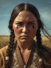 Photo A4 portrait Lakota Sioux avec peintures noires sur le visage – 1250