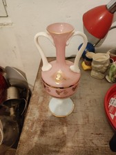 amphore décorative en verre de lait rose et doré style vintage