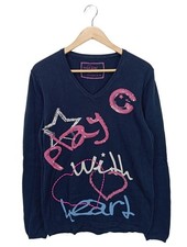 AND GOLF WITH LOVE Pull col en V Dames Pull T EU 40 bleu style décontracté