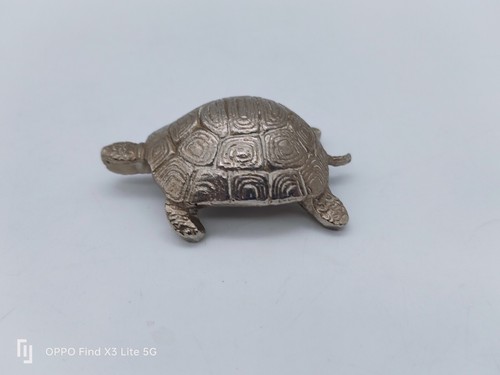 Tortue métal argenté 6cm - métal,