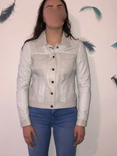 veste cuir de lapin bicolore ajouré J. SEBASTIEN VASSAL taille M (38 fr) #590€