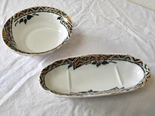 Ancien nécessaire de toilette en céramique Bol de rasage + Porte savon