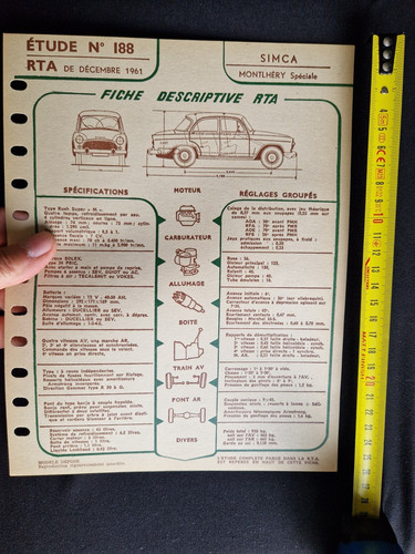 Simca p60 montlhery fiche - simca, :fiche