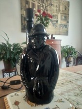 Lampe céramique noire - L'Homme à l'imper et chapeau