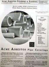 ACME ASBESTOS & Philip Carey Pipe Insulation Catalog Page Ad 1952