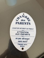 Plaque émaillée ovale "Chambre des Parents"