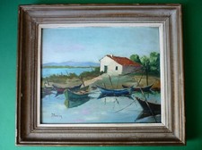 Huile sur panneau "Maison de pêcheurs" - Signé J. Teissier.