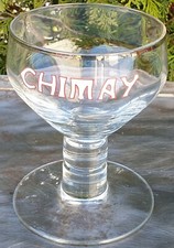 Ancien Verre a biere émaillée  / Bière CHIMAY / H 14 CM