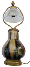 LAMPE  décor flammé - ART NOUVEAU - Jean Langlade - Grès du Puisaye