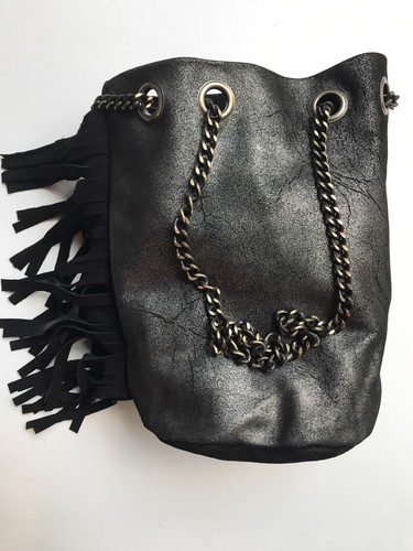 Sac seau bourse cuir argent - seau,