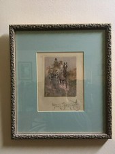 Framed Antique Color Lithograph,Tandem Coaching, G. Denholm Armour Illust. !!!!!