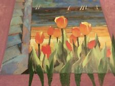 Tableau peint sur bois - Vue d'une fenêtre 50x50cm