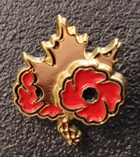 Pin’s Armée Coquelicot Jour du Souvenir Feuille Erable Canada Boutonnière (1613)