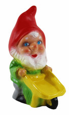 Nain de Jardin Figurine Jardinier Avec Brouette Debout Plastique Hauteur 18 CM