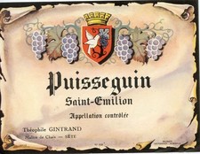 ETIQUETTE VIN / PUISSEGUIN SAINT EMILION / THEOPHILE GINTRAND 