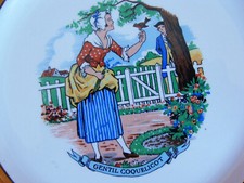 ASSIETTE ANCIENNE FAIENCE CHANSONS ENFANTINES GENTIL COQUELICOT