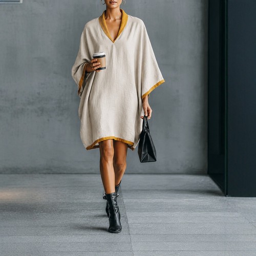 Robe tunique lin coton - et,