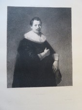 REMBRANDT VAN RIJN (1606-1669) GRAVURE XIX°  PORTRAIT HOMME BAROQUE KLAUS 1878