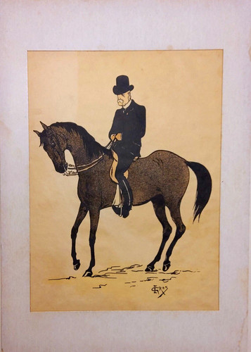 Gravure ancienne cavalier - ancienne,