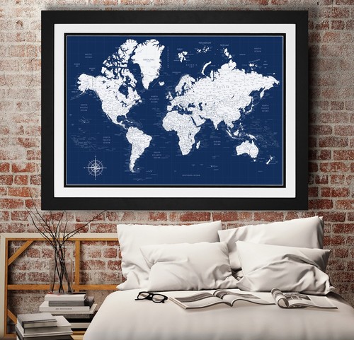 Push pin world map poster - pin,