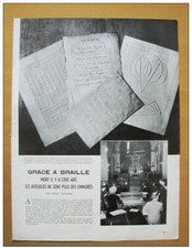 reportage photo 1952 3 pages institution jeunes aveugles Invalides Paris Braille
