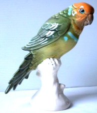 * PERRUCHE ANCIENNE EN PORCELAINE ALLEMANDE GOEBEL 17.5 CM DE HAUTEUR