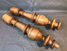 Lot 2 anciennes colonnes bois tourné balustre noyer sculpté meuble ancien