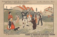 CPA PUBLICITE D'UN MONTREUR D'OURS FERRE BLOTTIERE ET Cie RUE RICHELIEU PARIS