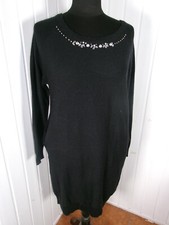 Robe PULL noir MOLLY BRACKEN T.U  S/M 36/38  2 poches col rond à strass