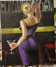 '" Femme Avec Un Verre Au Bar"