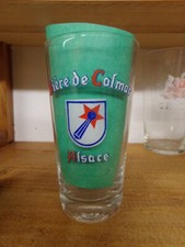 RARE VERRE A BIERE EMAILLE BRASSERIE COLMAR ALSACE