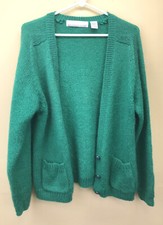 Bramble Lane Mohair Cardigan Sweater Womens Sz Medium Grewn V Neck 3 Button