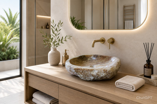 Lavabo onyx beige naturel - beige,