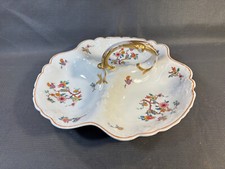 Ancien plat de service apéritif en porcelaine de Limoge dorures début 20ème
