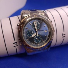 Montre Seiko Chronograph SQ 50 7T32-7E00 cadran bleu en acier inoxydable...
