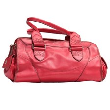Sac Polochon LANCEL en cuir rouge décor Surpiqûres 45 cm