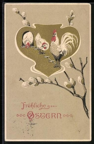 Carte postale relief poules - postale, en