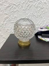 Boule d'escalier vintage en cristal facette socle en laiton 