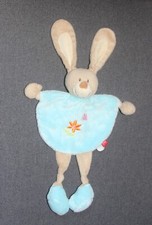 doudou plat lapin beige bleu