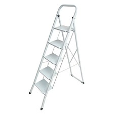 Escabeau en acier 5 marches pliable blanc - Echelle D17218